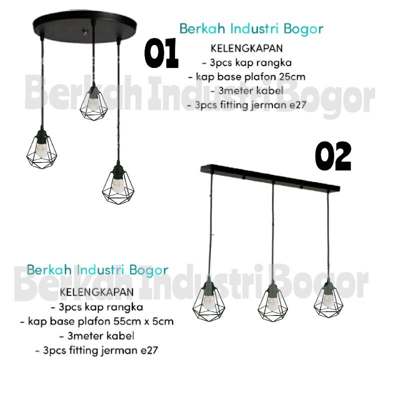 lampu gantung diamond cafe 3 in 1