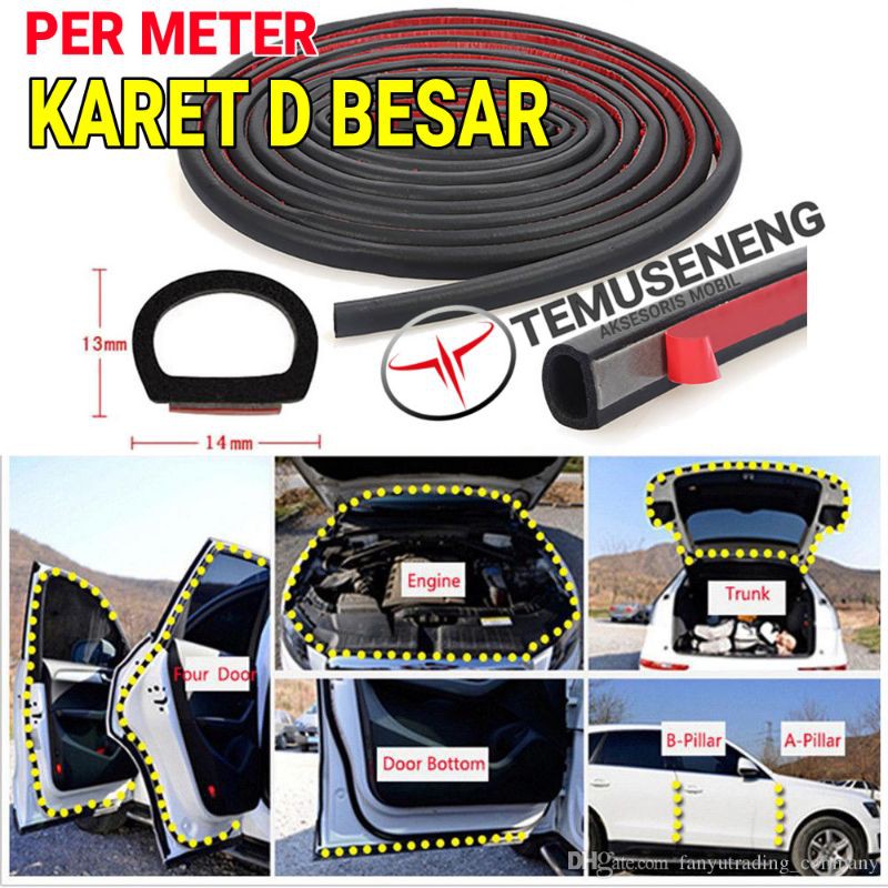 Harga Per Meter ! Karet List Peredam Pintu Mobil Bentuk D Besar Pelindung Kap Mesin Bagasi Murah