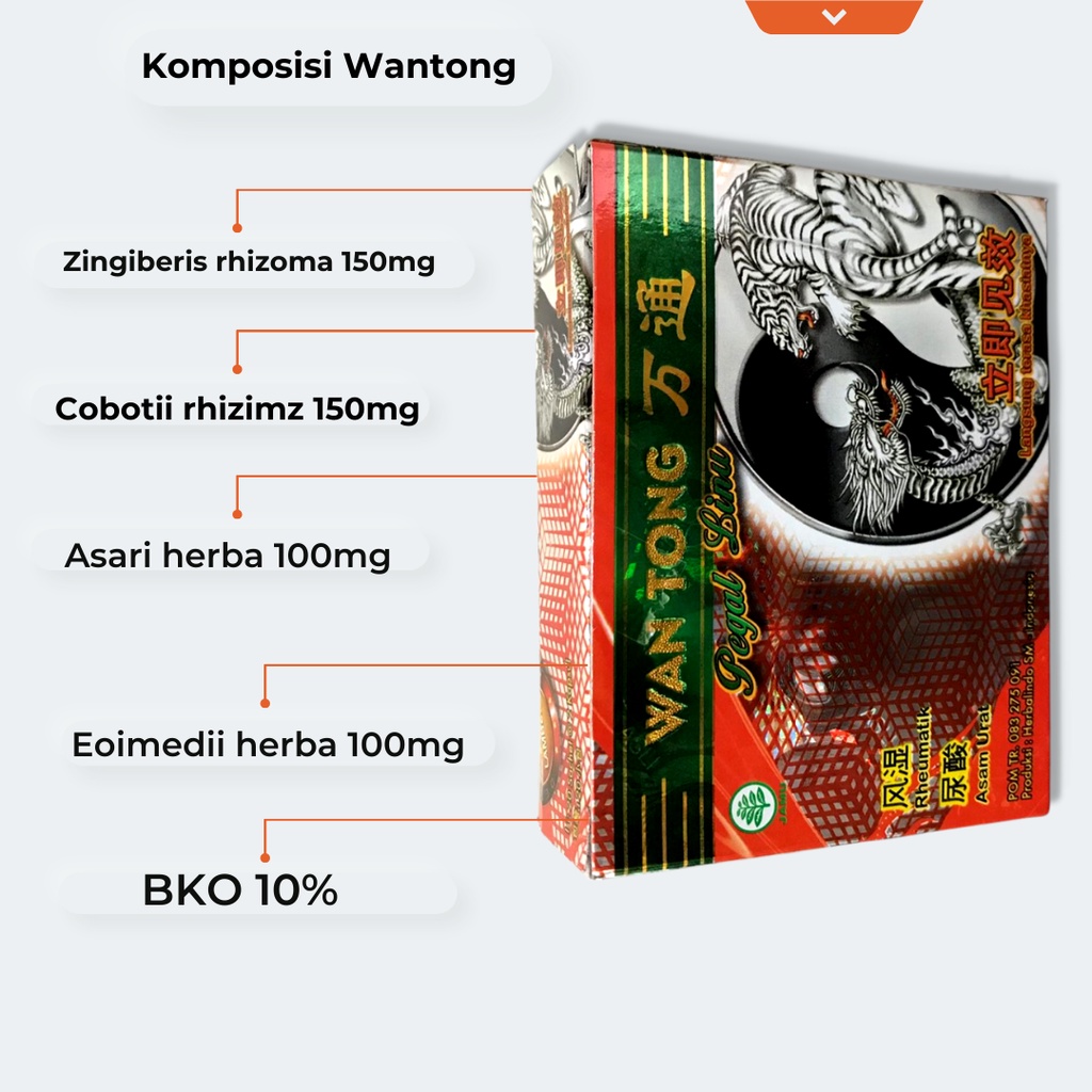 COD - 40 Kapsul Wang Tong Wantong Asli Jamu Kwantong Original Wangtong Wan Obat Asam Urat Rematik