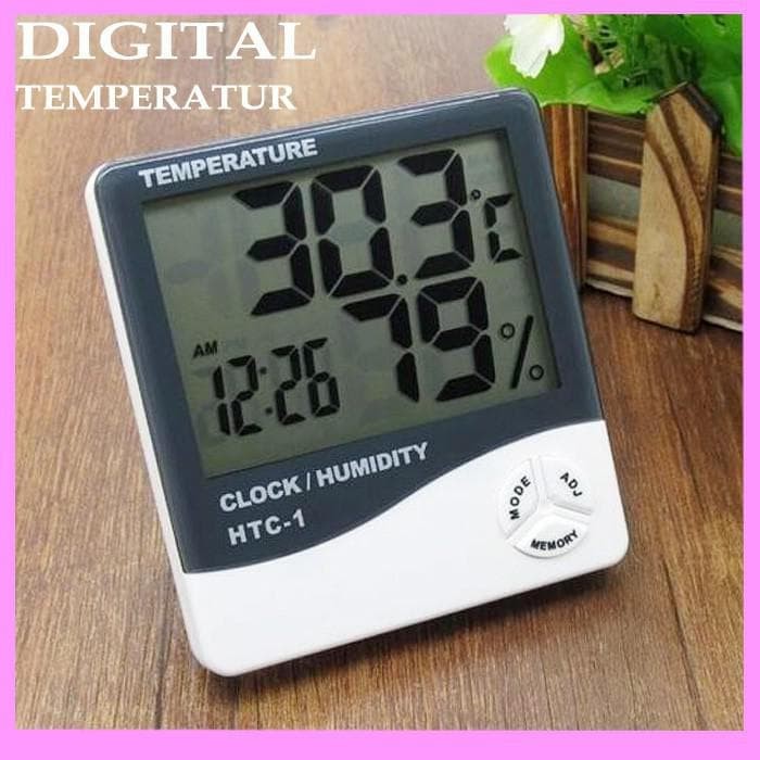 Digital Hygrometer HCT 1 Alat Temperatur ruangan , Jam , Humidity