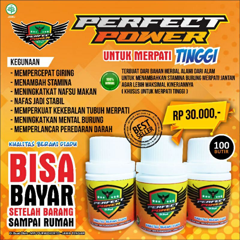 JAMU MERPATI PERFECT POWER JAMU MERPATI TINGGI isi 100 butir