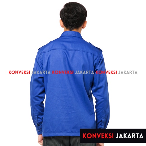 Baju Kemeja PDL Lengan Panjang Pria - Seragam Pakaian Kerja Dinas Lapangan Outdoor Gunung Warna Biru - Konveksi Jakarta Official