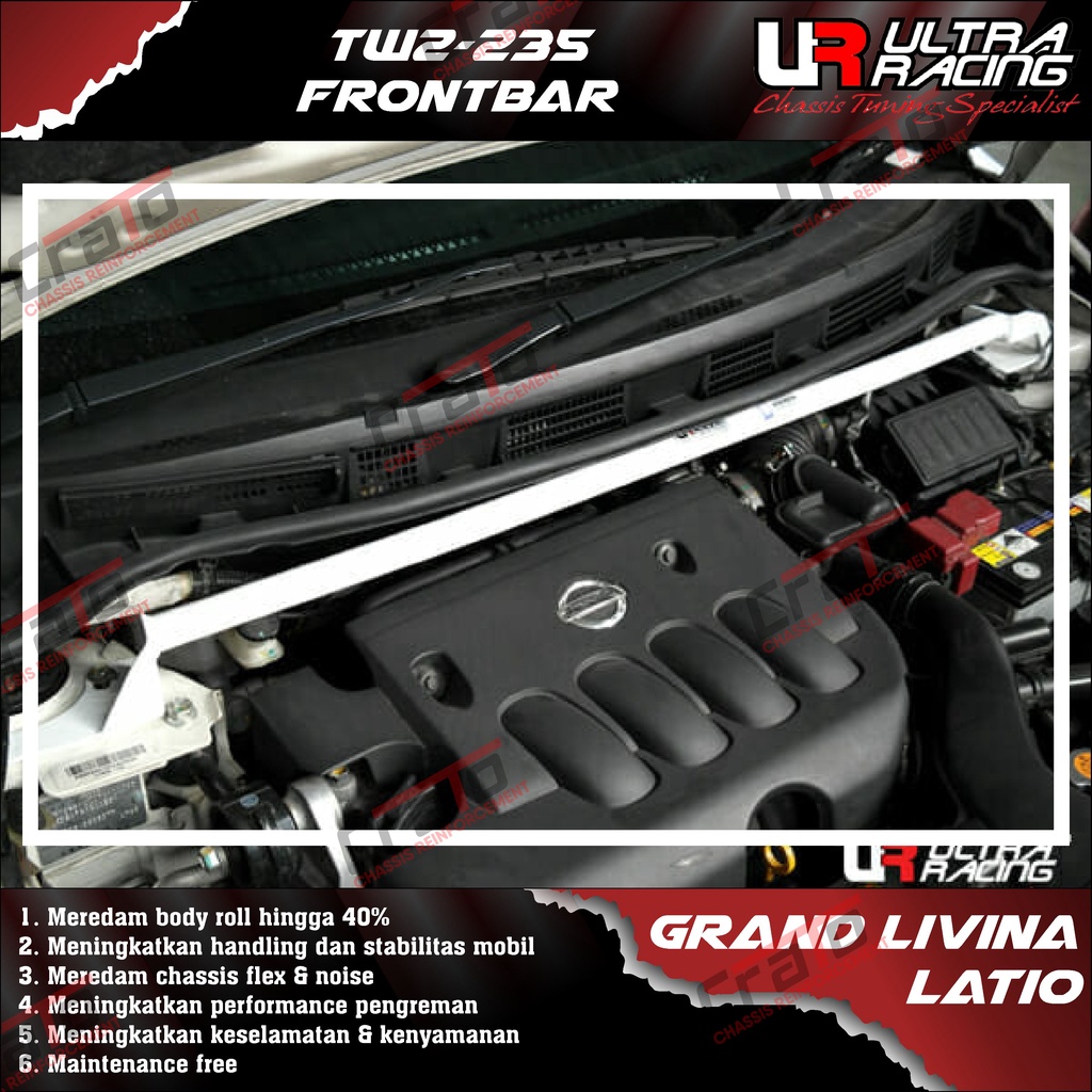 Aksesoris Stabiliser ULTRA RACING Safety Bar - Frontbar Front Strutbar 2 Points - Nissan Grand Livin