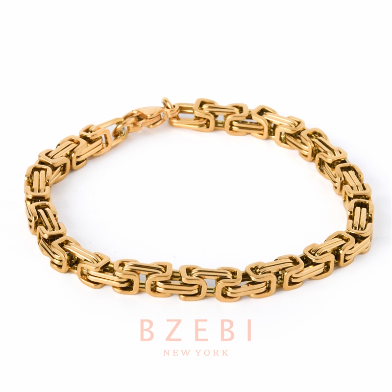 Gelang Emas 18k Bahan Titanium Steel Aksen Berlian Anti Karat Gaya Korea Dengan Kotak Eksklusif 65b