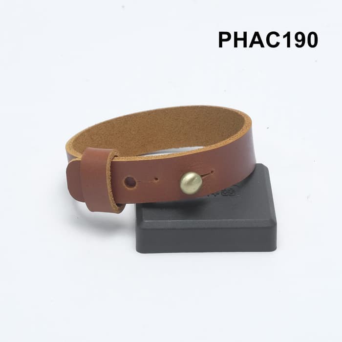 gelang simple kulit asli warna tan- leather bracelet - PHAC190