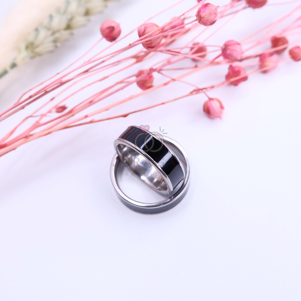 [UKIR NAMA + BOX HATI] Cincin Couple BUCIN Titanium M6 BONUS Gelang Couple