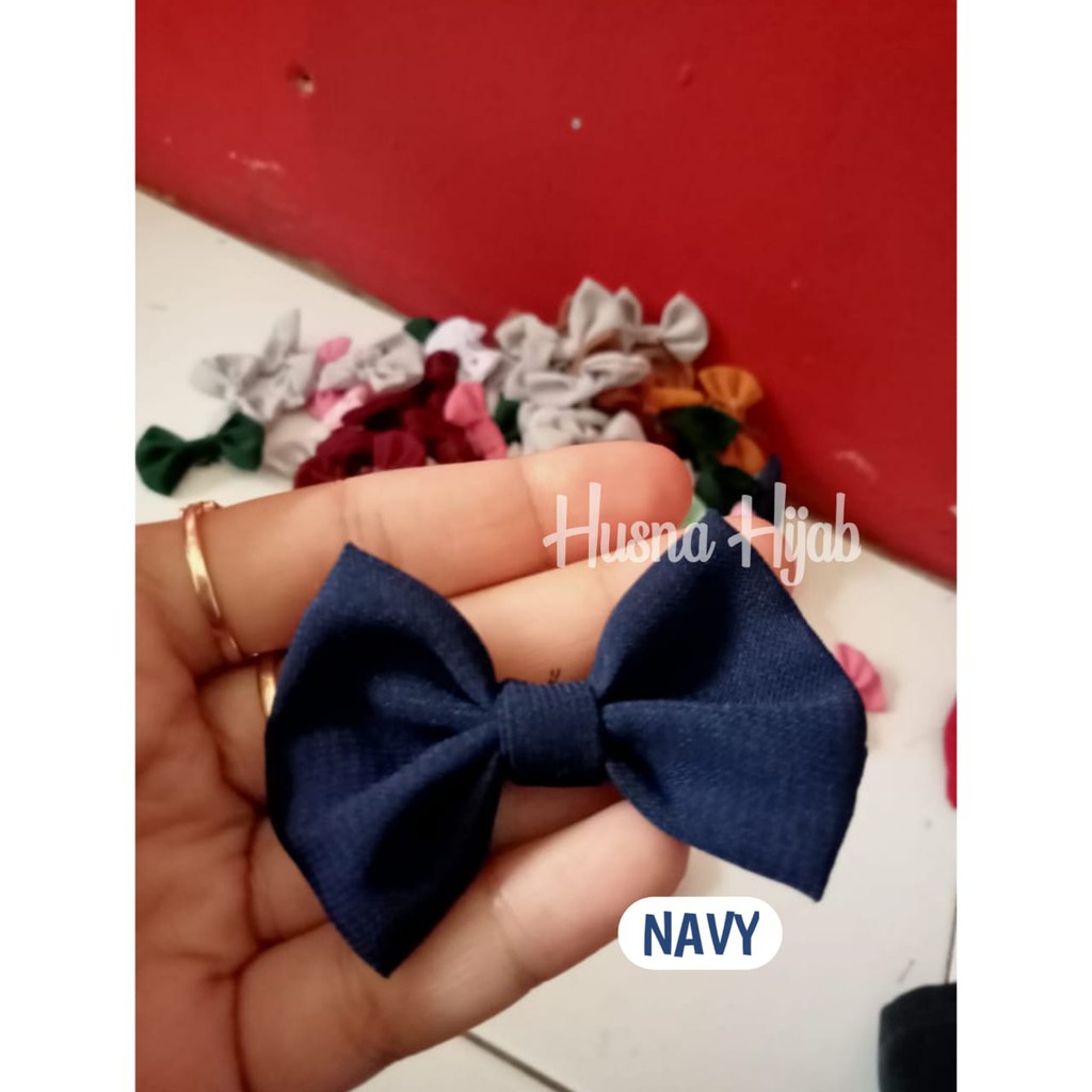 [HUSNA HIJAB] SOUVENIR Bros Pita Kecil Ecer Bahan Wolfis / Bros Pita-Navy