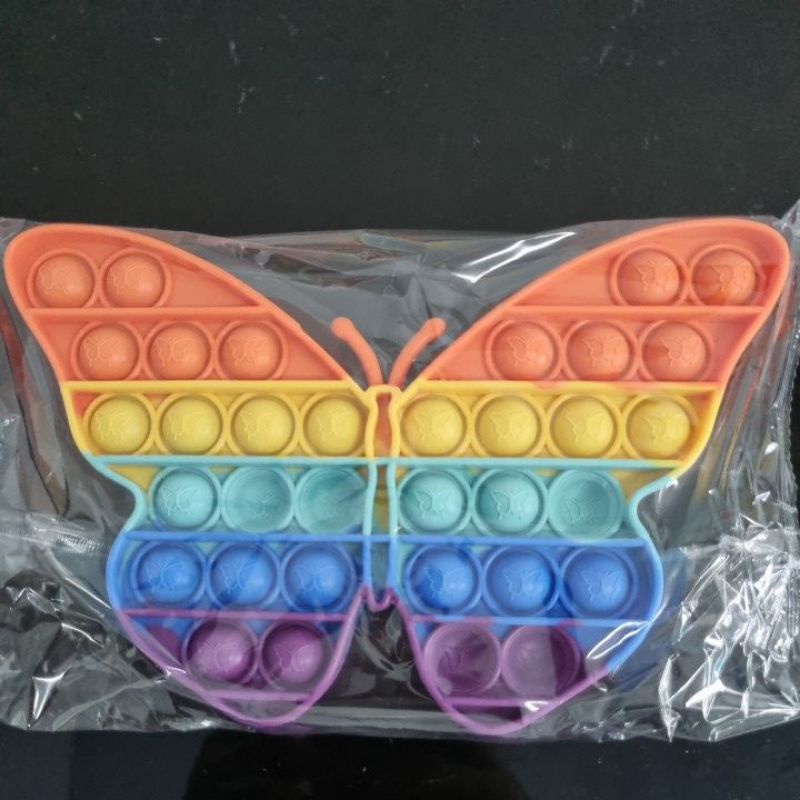 POP IT FIDGET TOY mainan penghilang stress relief kids kualitas 3d embos premium / MAINAN POP IT TIK TOK ANAK-Kupu rainbow