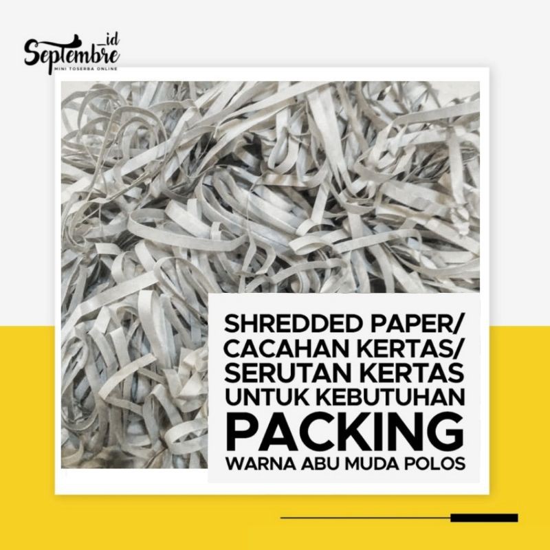 

Shredded Paper Serutan Kertas Potongan Kertas Cacahan Kertas 500 Gram Warna Abu Muda Polos