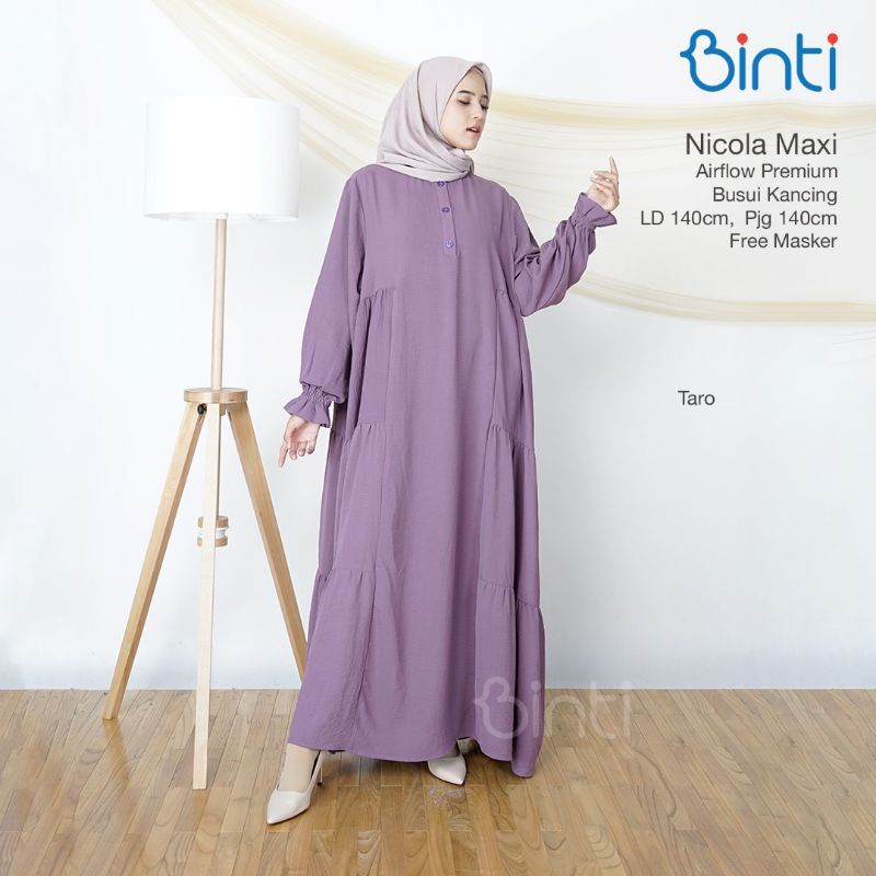 Gamis Jumbo Wanita Polos Cringkel Airflow NICOLA Maxy Ori Binti