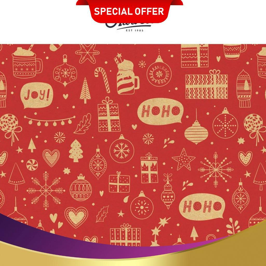 

GOGO BELI Kertas Kado Natal Harvest Wrapping Paper Xmas Shining Red Gifts