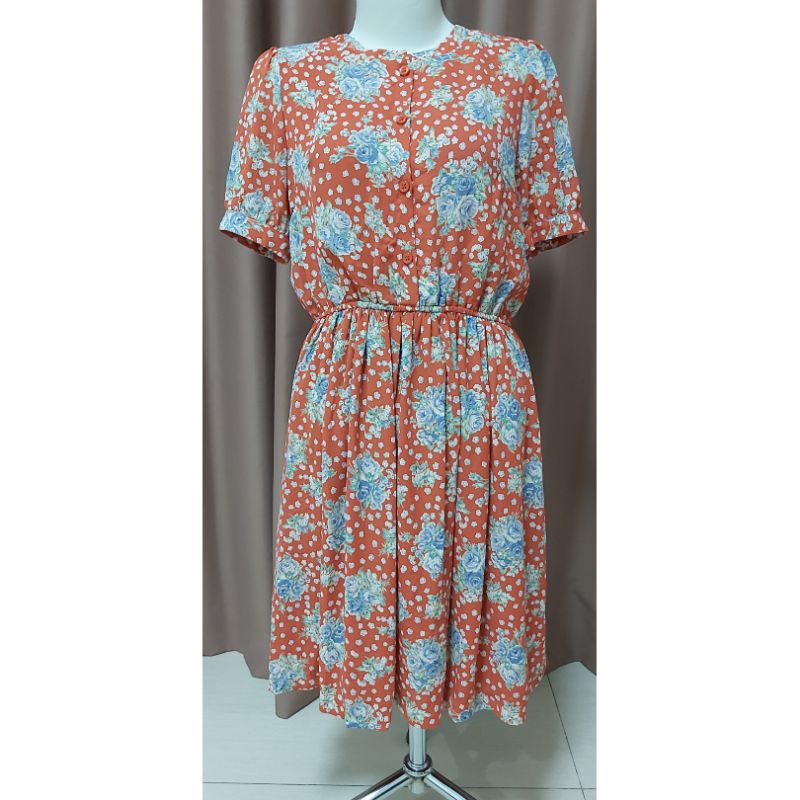 PL Rasa New Premium / Vintage Dress Bunga Cantik / Dress Kancing