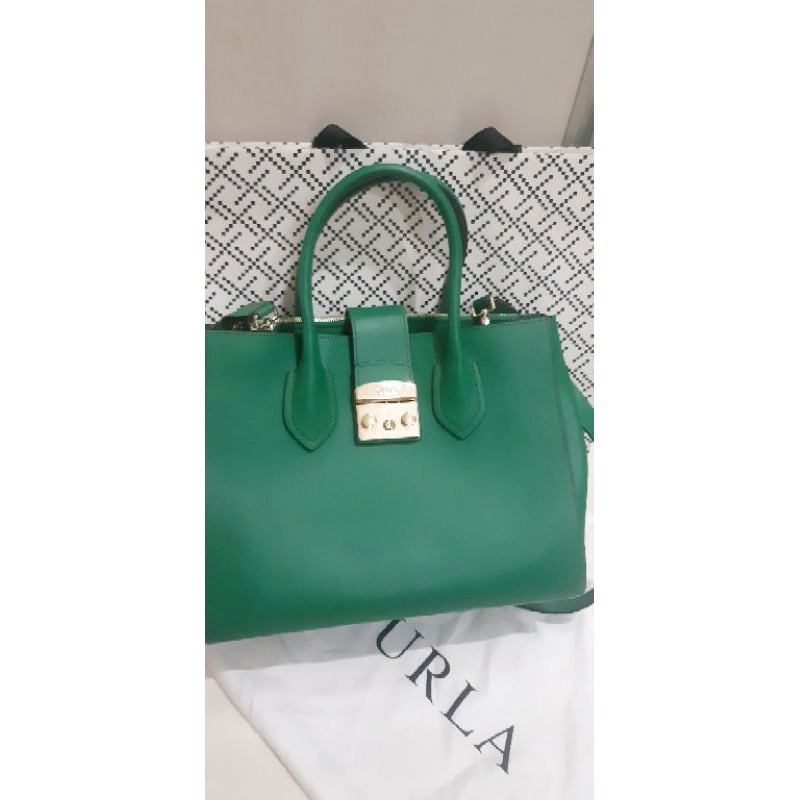 PRELOVED Furla Metropolis Tote ORIGINAL warna hijau
