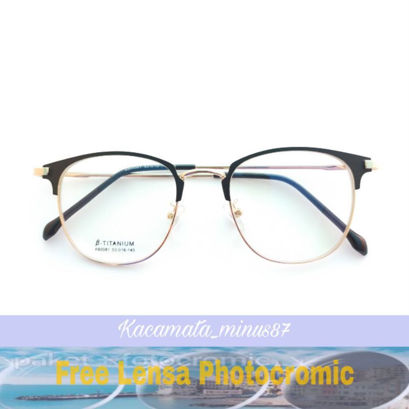 Kacamata kotak besi | Kacamata minus | Kacamata photocromic | F 0081