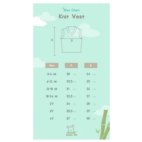 Bamboo and Bub Landon Vest - Outer Anak Bayi Outer Luaran Vest Outerwear Bamboo Cotton OEKO TEX