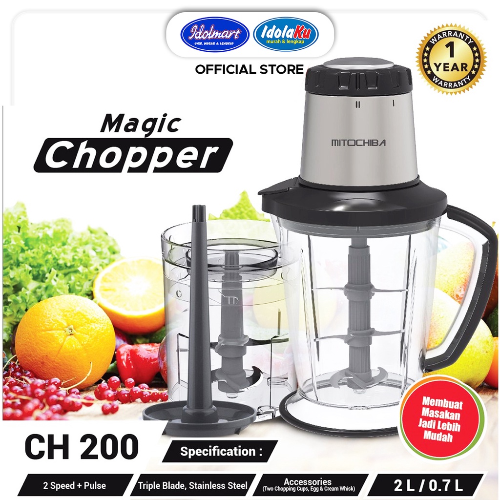 IDOLAKU MITOCHIBA Food Magic Chopper CH-200 Blender 2L Alat Penggiling &amp; Penghalus Bumbu Mito Semarang