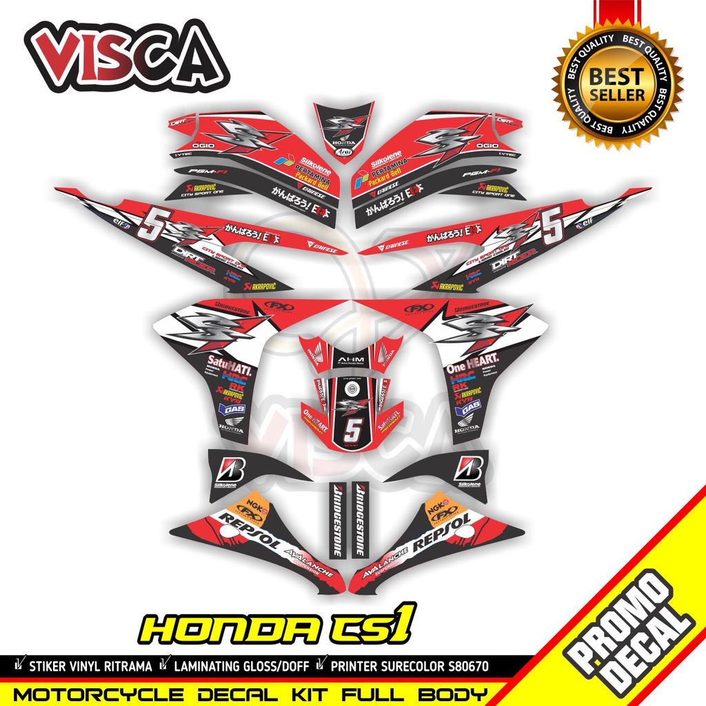 Decal Cs1 Full Body Stiker Cs1 Full Body Striping Cs1 Full Body Striping Honda Cs 1 Variasi Red Desi