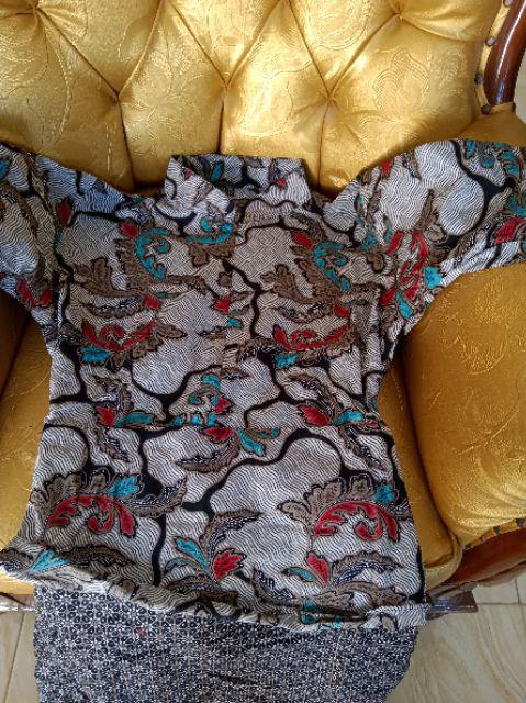 Grosir Batik - Gamis Peplum Lawasan Daun #2
