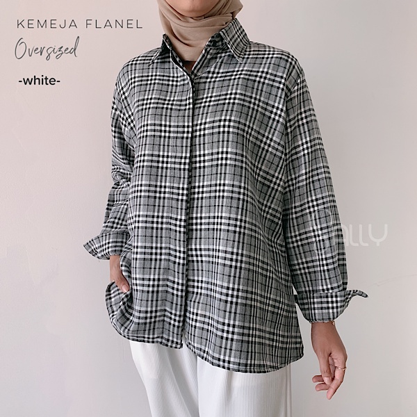 Kemeja flannel-white