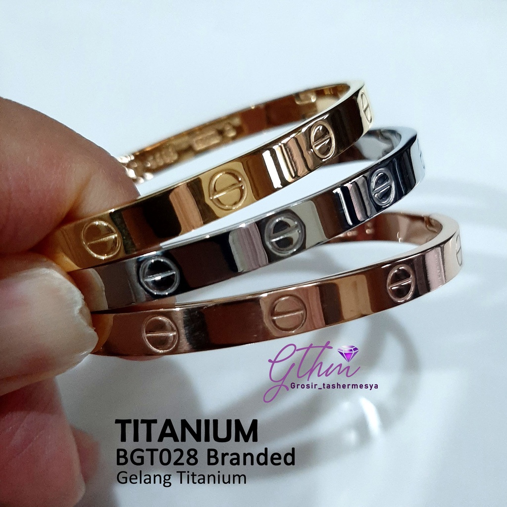 Gelang titanium / Gelang wanita permata premium tanpa mata bgt028 anti karat anti alergi