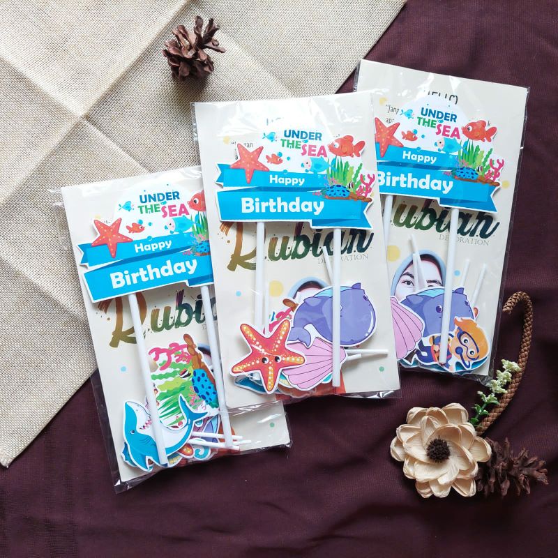 Sea Animal Topper Cake Hiasan Kue Ulang Tahun