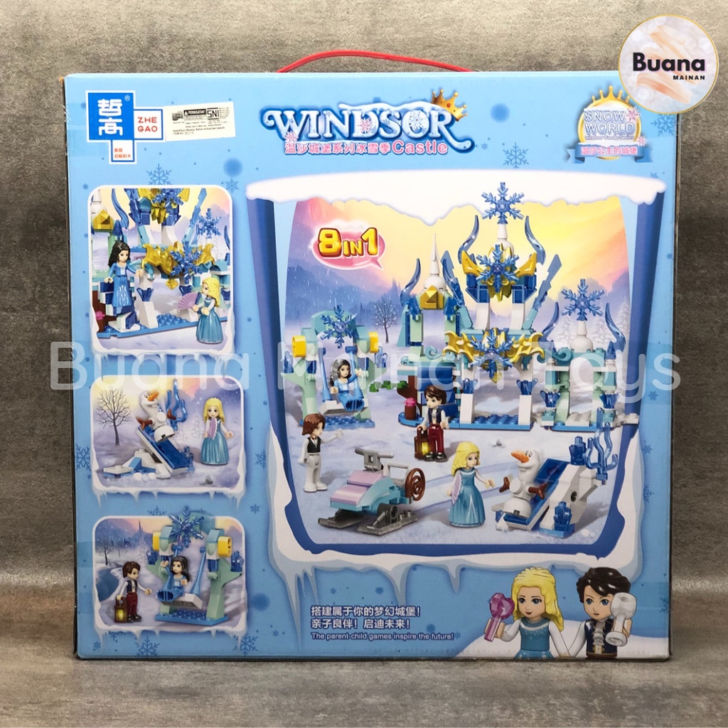 BRICK ZHEGAO WINDSOR 1170 PRINCESS ICE CASTLE MAINAN EDUKASI ANAK CEWE KASTIL BRICKS BALOK