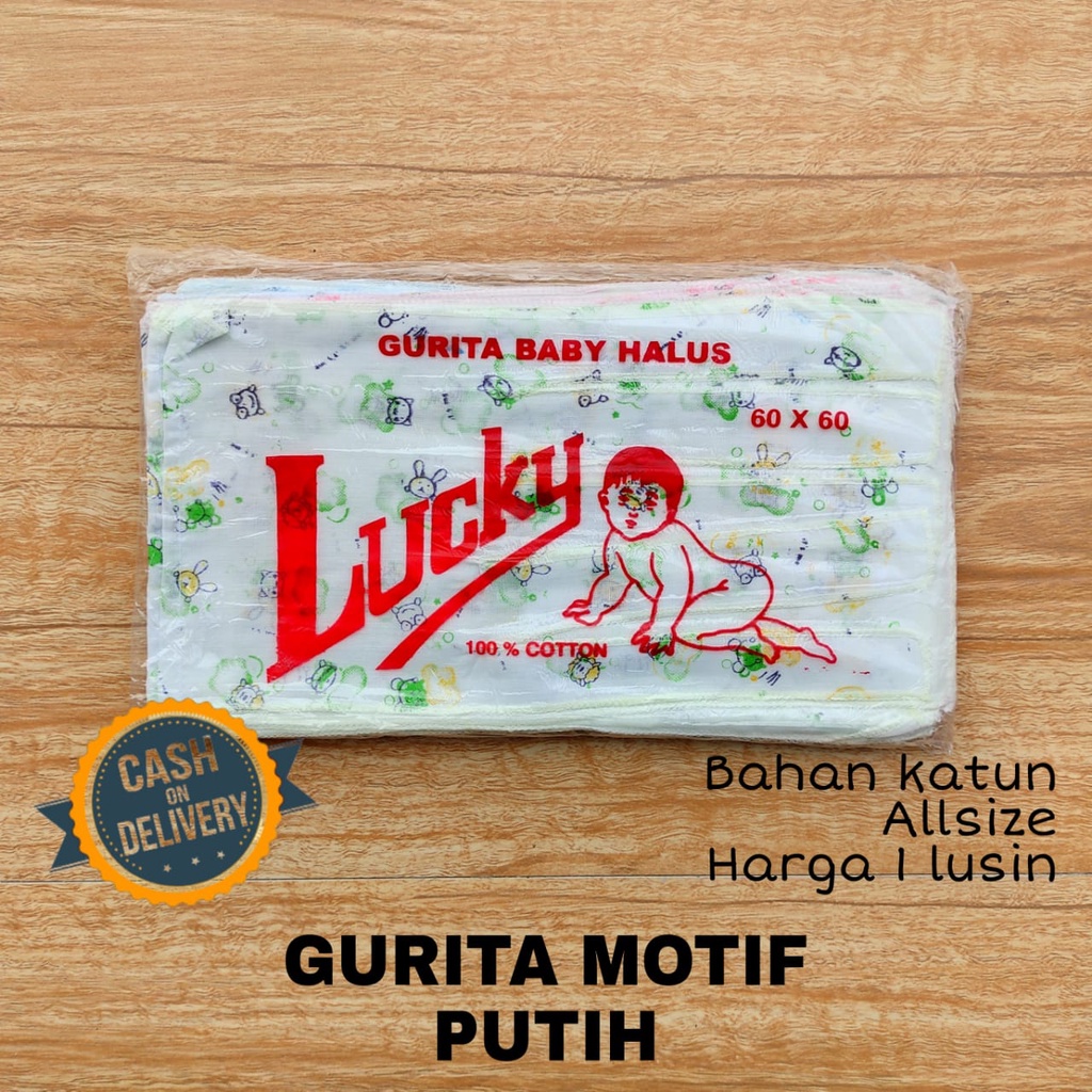 1 LUSIN (12 pcs) Gurita bayi Motif Putih harga grosir perlengkapan bayi lahir