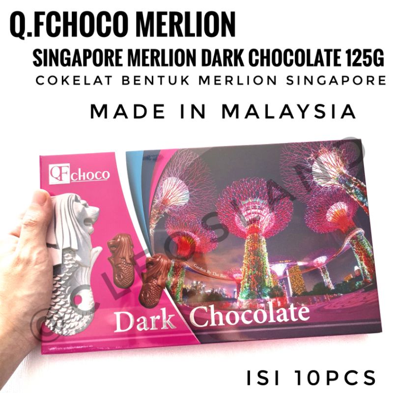 Qfchoco Oleh Oleh Singapore Merlion Dark Chocolate 125g