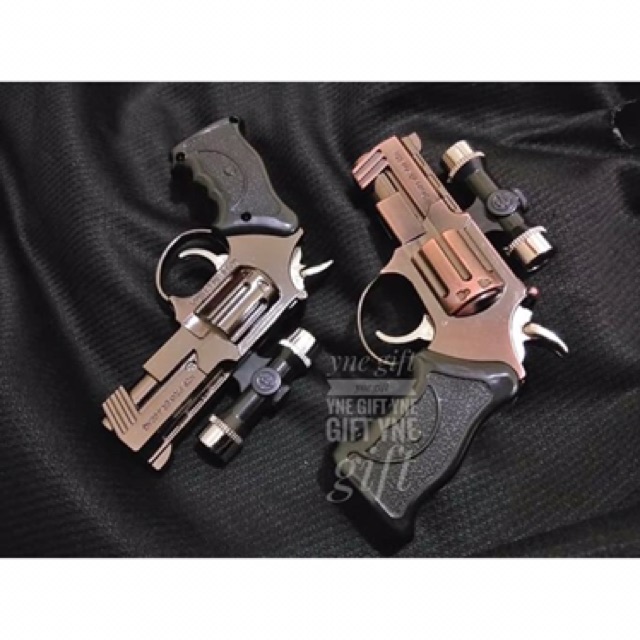 KOREK API GAS MINIATUR PISTOL FULL BESI METAL LAMPU LASER