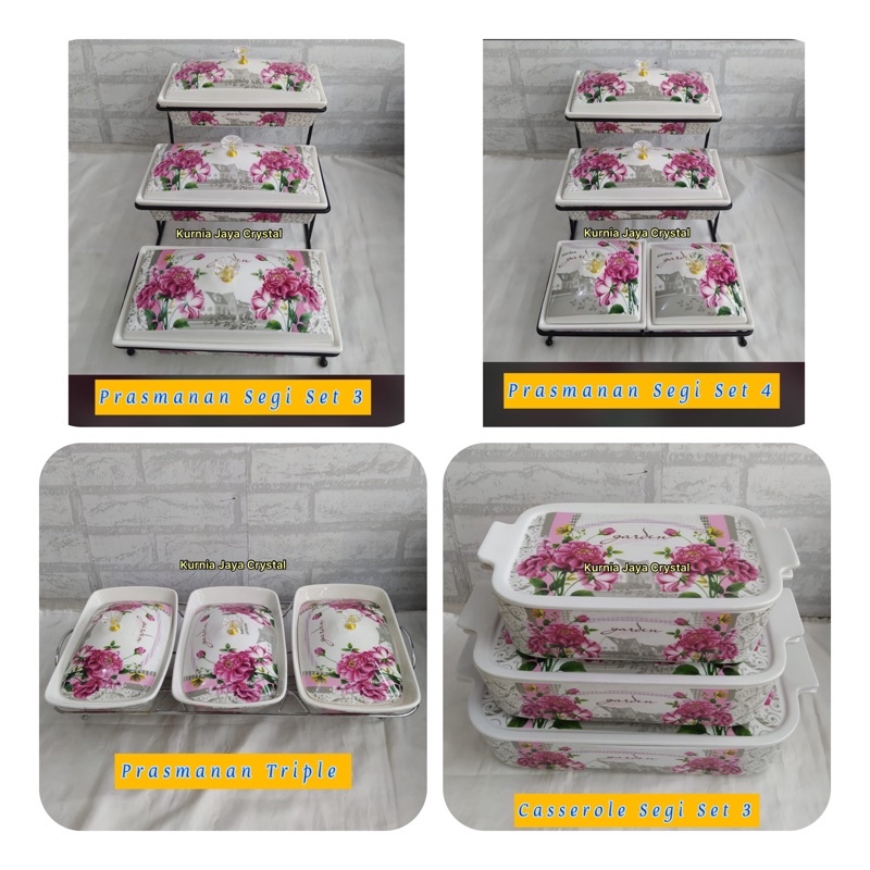 Prasmanan keramik Casserole Keramik motif shabby pink
