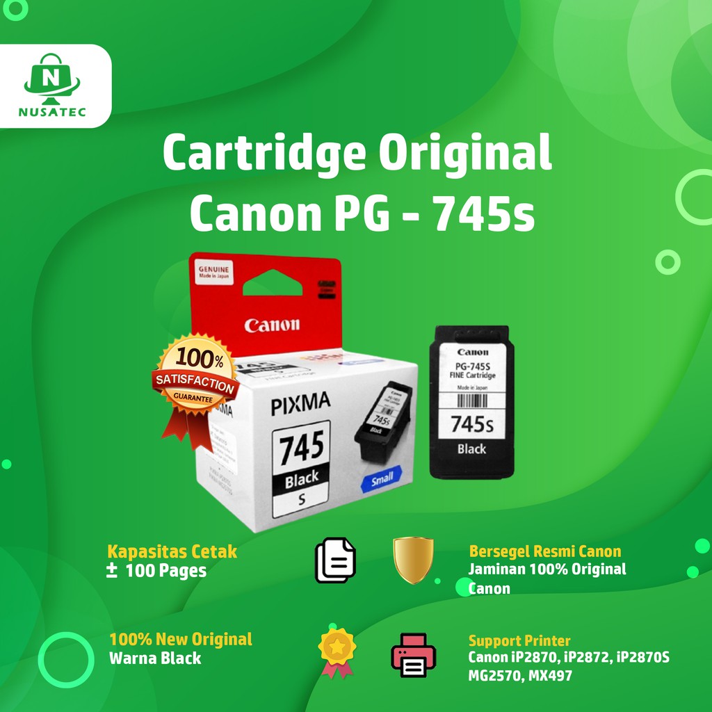 Tinta Cartridge Catridge 745s Small Black Printer Canon Mg2570 Mg2570s TR4570S