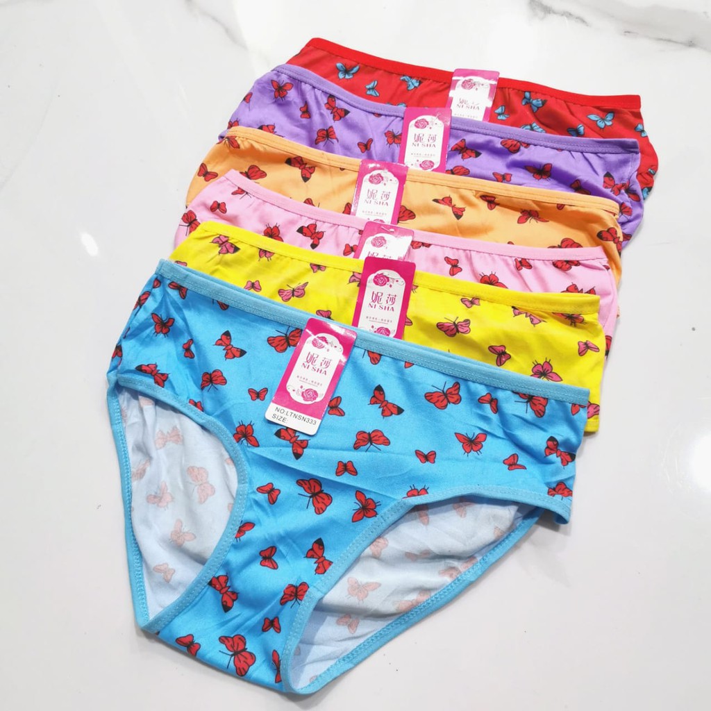 6 pcs Celana Dalam Remaja Wanita / Cd Cewek Abg  Murah Grosir Katun Polyster / Cd Anak Cewek Motif