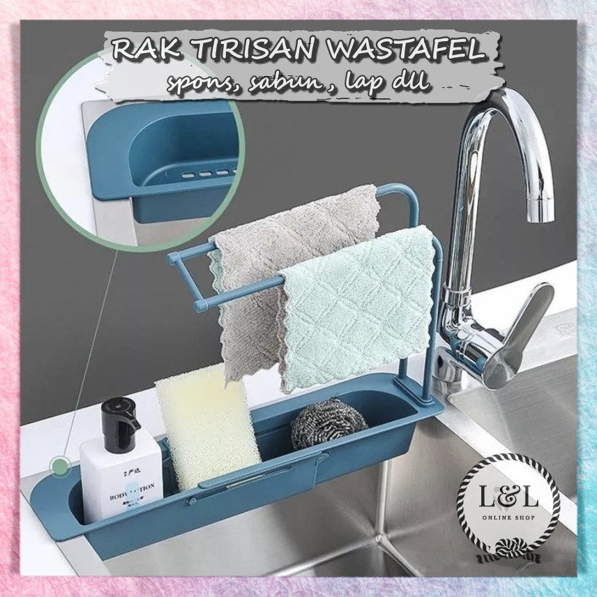 Rak Tirisan Spon | Tempat Spons Cuci Piring Lap Meja Dapur Wastafel | Kitchen Sponge Rag Rack