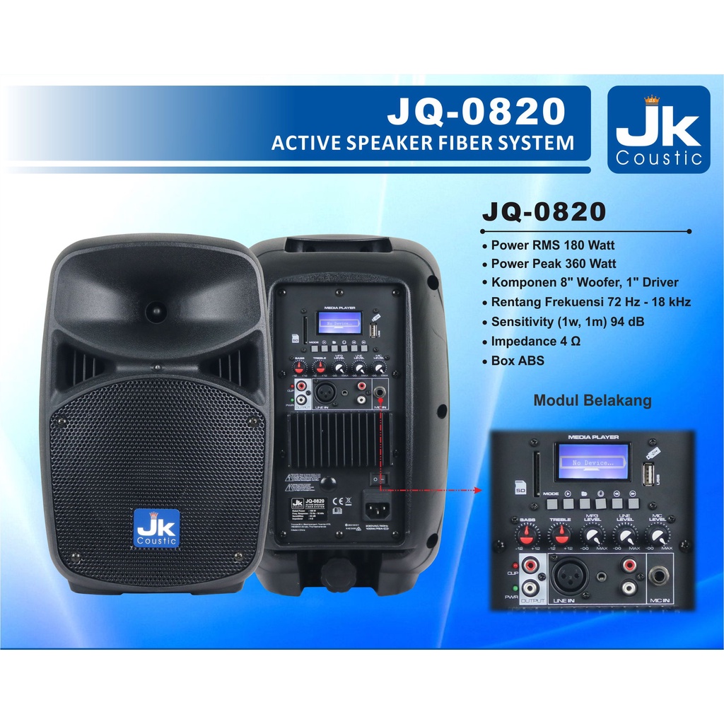 Speaker Aktif JQ 0820 JK Coustic Speaker 8 inc