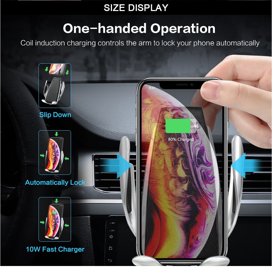 Wireless Car Charger Air Vent Automatic Clamping Holder 10W Type S5 FC