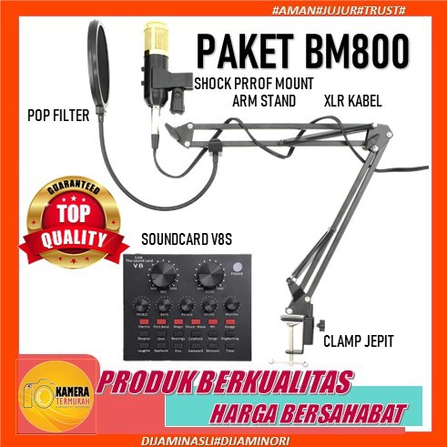 PAKET MIC MICROPHONE BM800+SOUNDCARD V8S