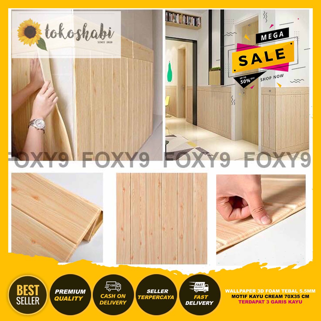 Wallpaper Dinding 3D Foam Kayu Ketebalan 5.5mm-1