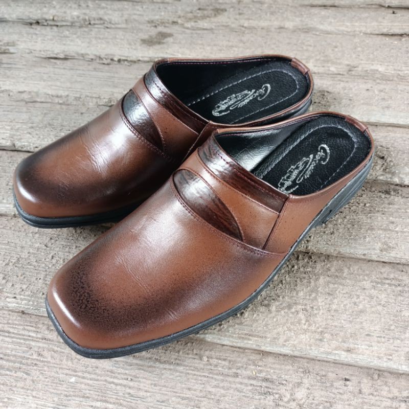 sepatu sandal kulit asli 03 coklat murah nyaman dipakai sol enggak licin