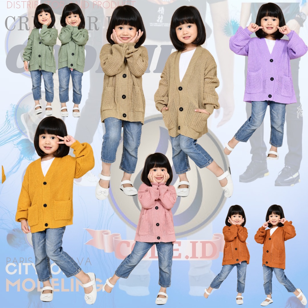 CODE.ID Sweater Cardigan Rajut Anak Usia 2-10 Tahun Rajut Halus Premium / Cardigan Rajut Anak Peremp