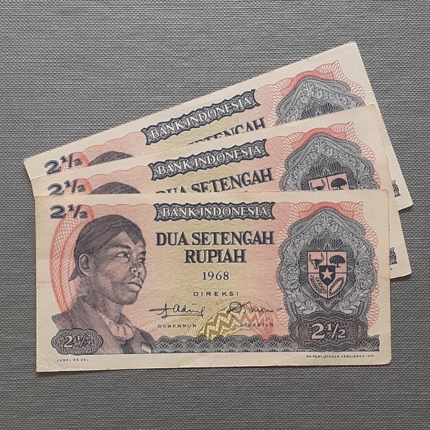 Uang kuno kertas 2,5 Rupiah Sudirman tahun 1968