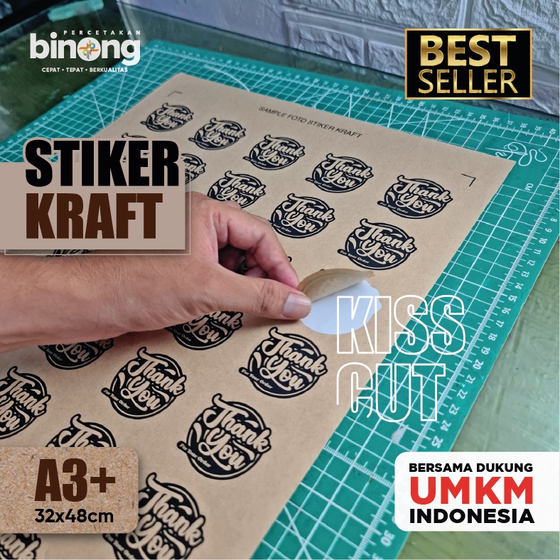 

Cetak Stiker Kraft A3+ plus Kiss Cut Murah / Print Stiker Label Kraft