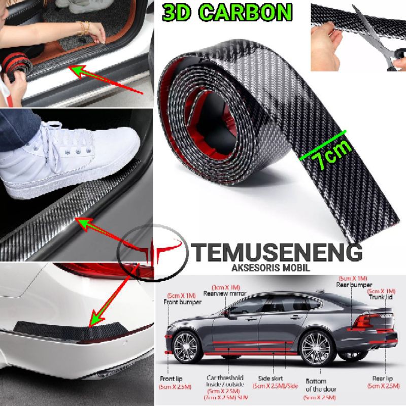 Lis Pintu Mobil Carbon 3D List Bemper Mobil Pelindung Door Guard Bumper Guard Protector Universal