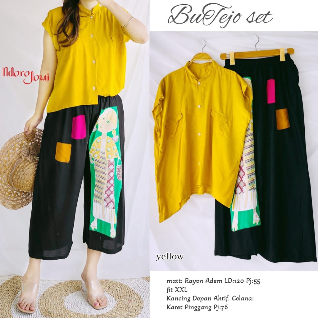 BuTejo Setelan Piyama Lengan Pendek LD 120 cm Kancing Depan Daily One Set Rayon Adem Remaja Wanita K