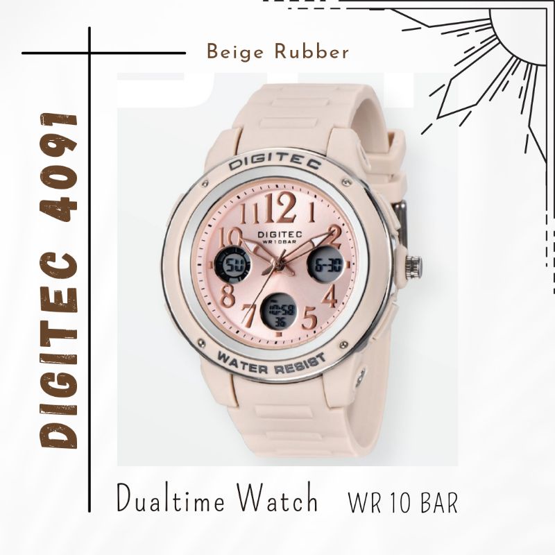 JAM TANGAN WANITA DIGITEC 4091T ORIGINAL BEIGE