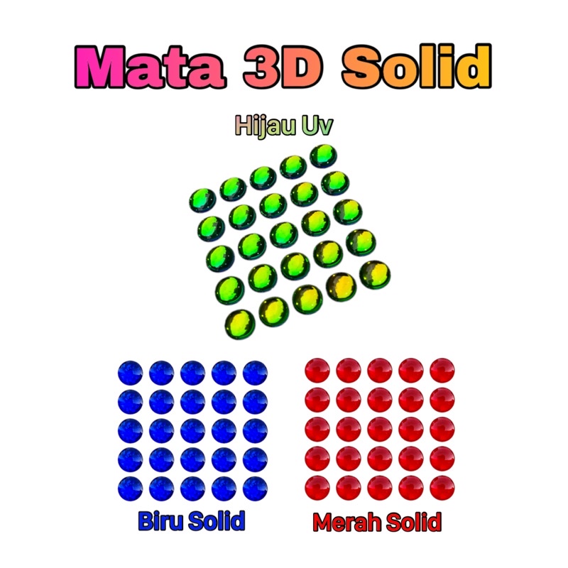 stiker mata ikan solid 3d, mata ikan uv 50pcs/ 25pasang