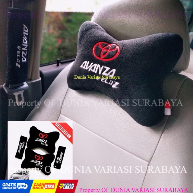 Headrest MOBIL Toyota Avanza VELOZ Hitam Bestseller Beekualitas Premium Empuk Bantal Leher Mobil Set