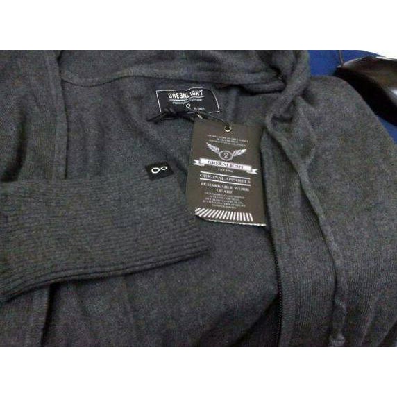 New Trend,, Jaket Sweater Knit Hoodie Rajut Greenlight Ariel Noah Murah - Abu tua