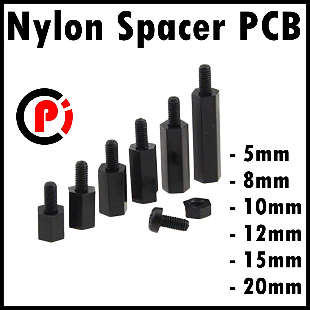 Black Nylon Plastik Spacer Tiang PCB M3 Standoff Hexagonal Panjang 5 8 10 12 15 20 mm