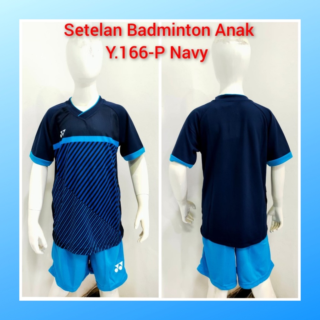 Kaos badminton anak laki-laki jersey bulutangkis baju celana setelan jersy perempuan stelan t-shirt outfit seragam kostum olahraga casual suit pakaian jarsey oblong apparel sports jersi sudirman cup bulu tangkis Y166 navy polos