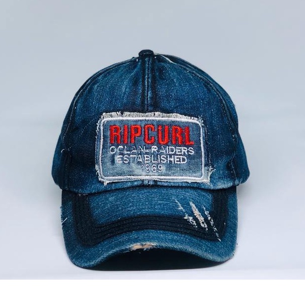 PROMO TERBARU Topi Jeans Pria Dan Wanita Logo Ripcurl Model Sobek Original Import